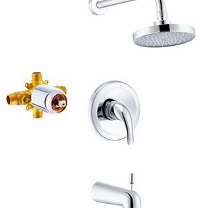 CREA- Complete Shower System, Bathtub Faucet, Trim Kit- Valve Included (Chrome)